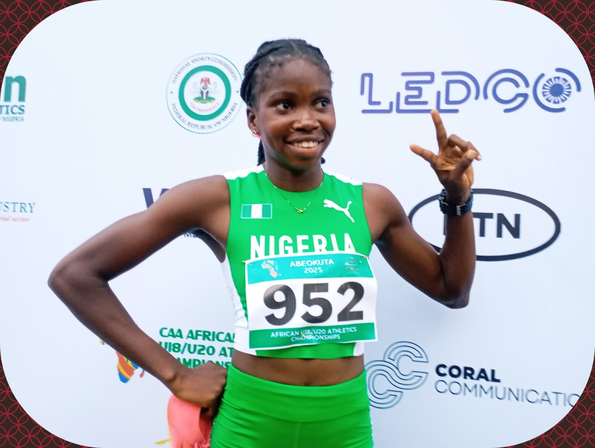 Nigeria's Success Oghene Oyibu wins Silver in 11.78 secs in the women’s U20 100m Final at the 3rd CAA Combined African U18/U20 Championships in Abeokuta, Nigeria from 16-20 July, 2025 / Photo: AFN Media Hub for AthleticsAfrica