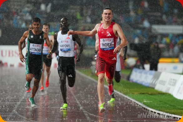 Josh Hoey (USA) wins the Men’s 800m with a time of 1:42.82 ahead of Kenya's Emmanuel Wanyonyi at the 50th Athletissima in Lausanne, Switzerland on August 20, 2025 / Photo: Chiara Montesano for Diamond League AG
