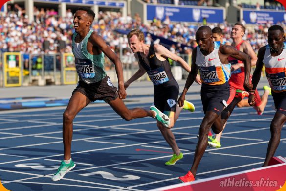 Yared Nuguse (USA) wins the Men’s 1500m with a time of 3:33.19 ahead of Kenyans Timothy and Reynold Cheruiyot at the Silesia Kamila Skolimowska Memorial on Saturday August 16, 2025 in Silesia, Poland / Photo: Dan Vernon for Diamond League AG