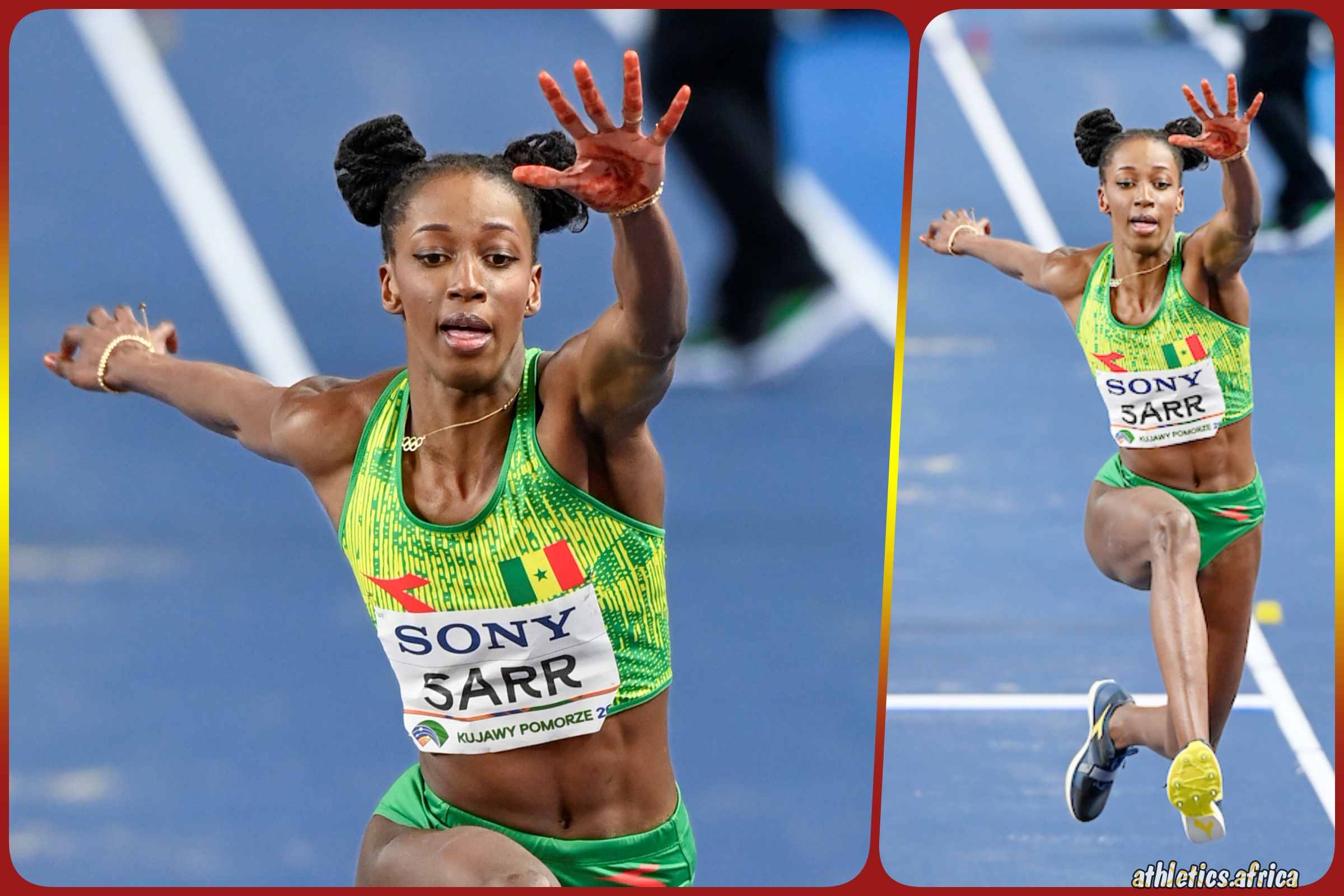 Bronze medallist Saly Sarr of Senegal in action during the Women's Triple Jump Final at the World Athletics Indoor Championships Kujawy Pomorze 26 / Photo credit: Adam Nurkiewicz for World Athletics