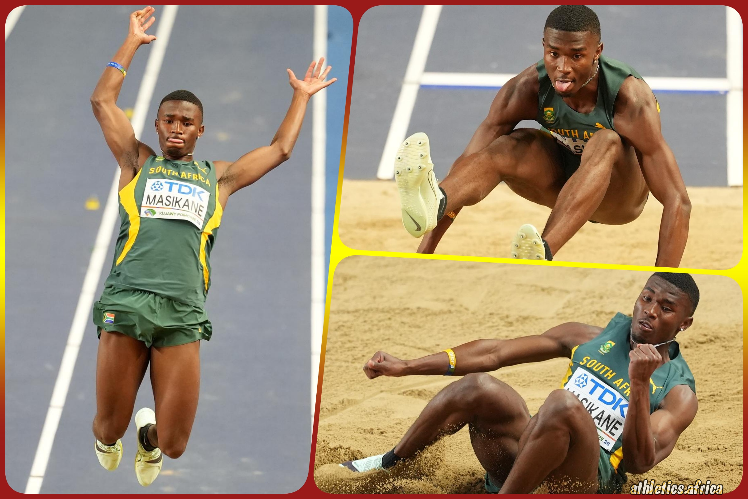 Temoso Masikane of South Africa competes in the Men's Long Jump on Day 3 of the World Athletics Indoor Championships Kujawy Pomorze 26 at the Kujawsko-Pomorska Arena Torun, Poland on March 22, 2026 | Photo credit: Nic Bothma / Athletics South Africa