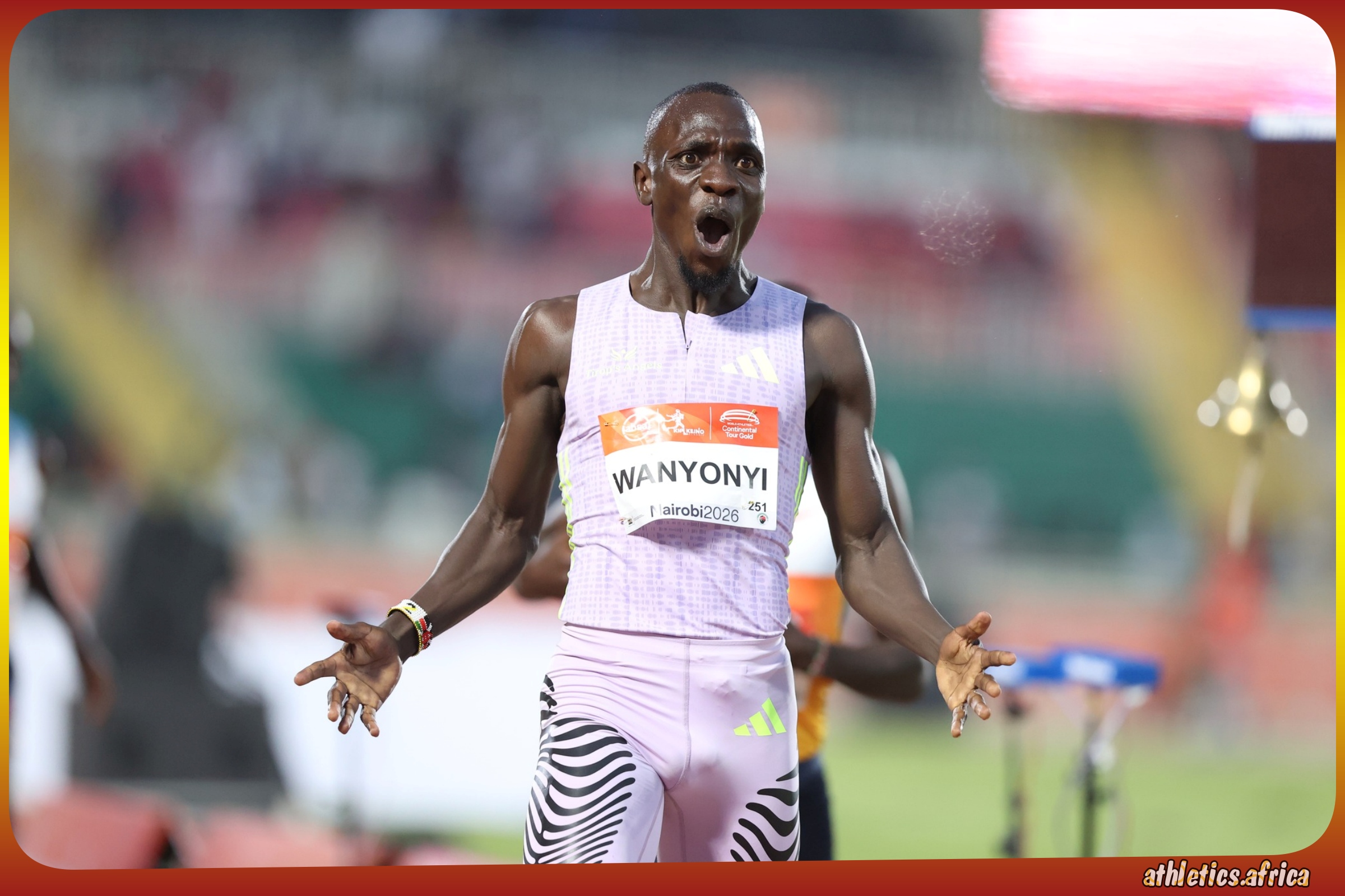 Emmanuel Wanyonyi of Kenya wins the Men's 1500m in 3:34.11 at Absa Kip Keino Classic Continental Tour at the Nyayo National Stadium in Nairobi, Kenya on Friday 24 April, 2026 / Photo: Kip Keino Classic Continental Tour