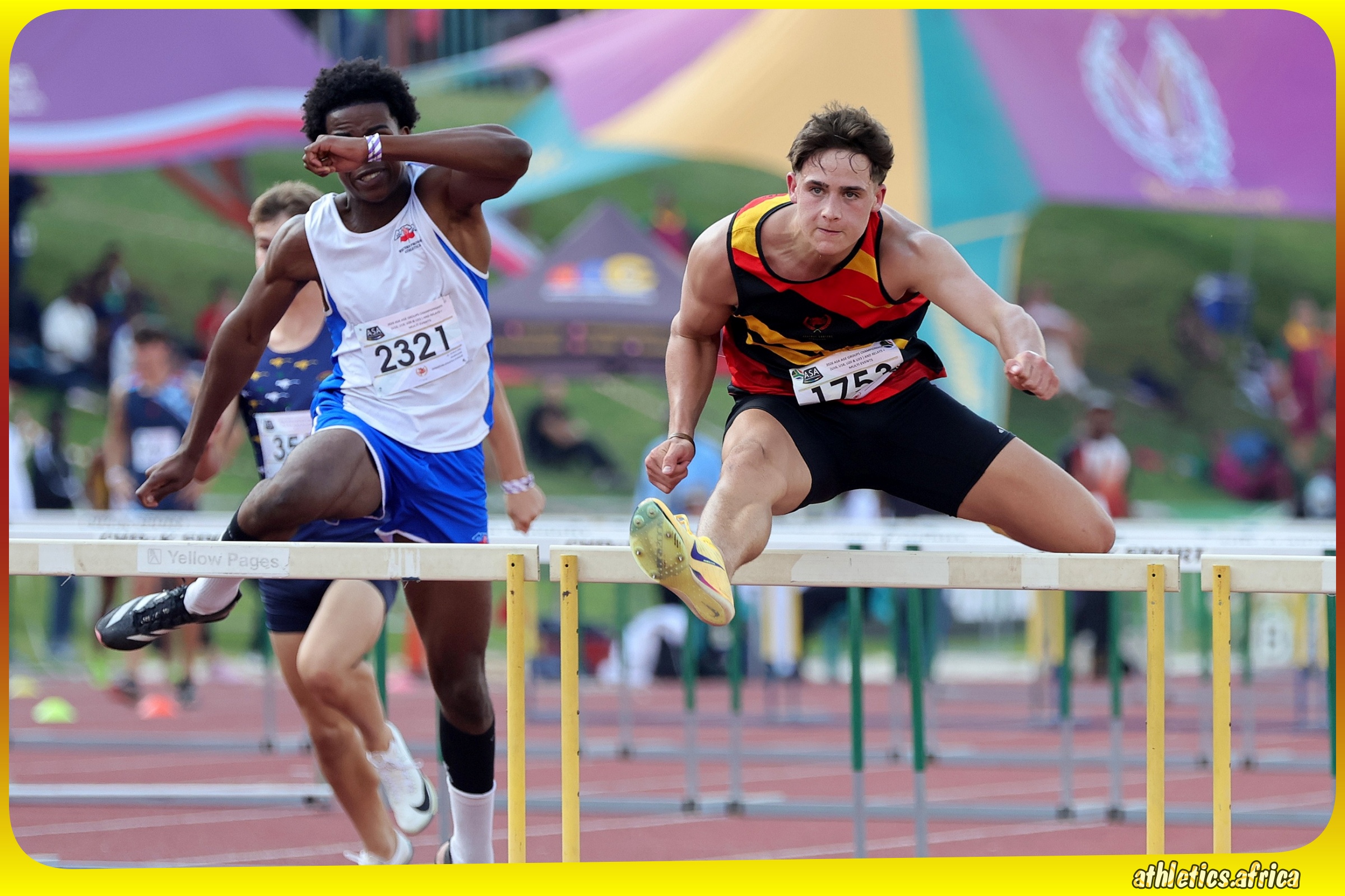 Enrique Bosch wins the Men's U20 110m Hurdles Final during the ASA Age Group Championships from 26-28 March, 2026 at the Germiston Athletics Stadium in Ekurhuleni / Photo credit: Athletics South Africa