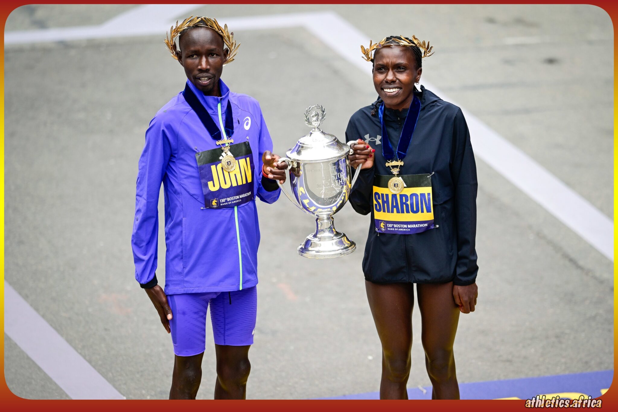 Kenyans John Korir and Sharon Lokedi successfully defended their title at the 130th Boston Marathon on Monday April 20, 2026 | Photo credits: AP / Getty Images