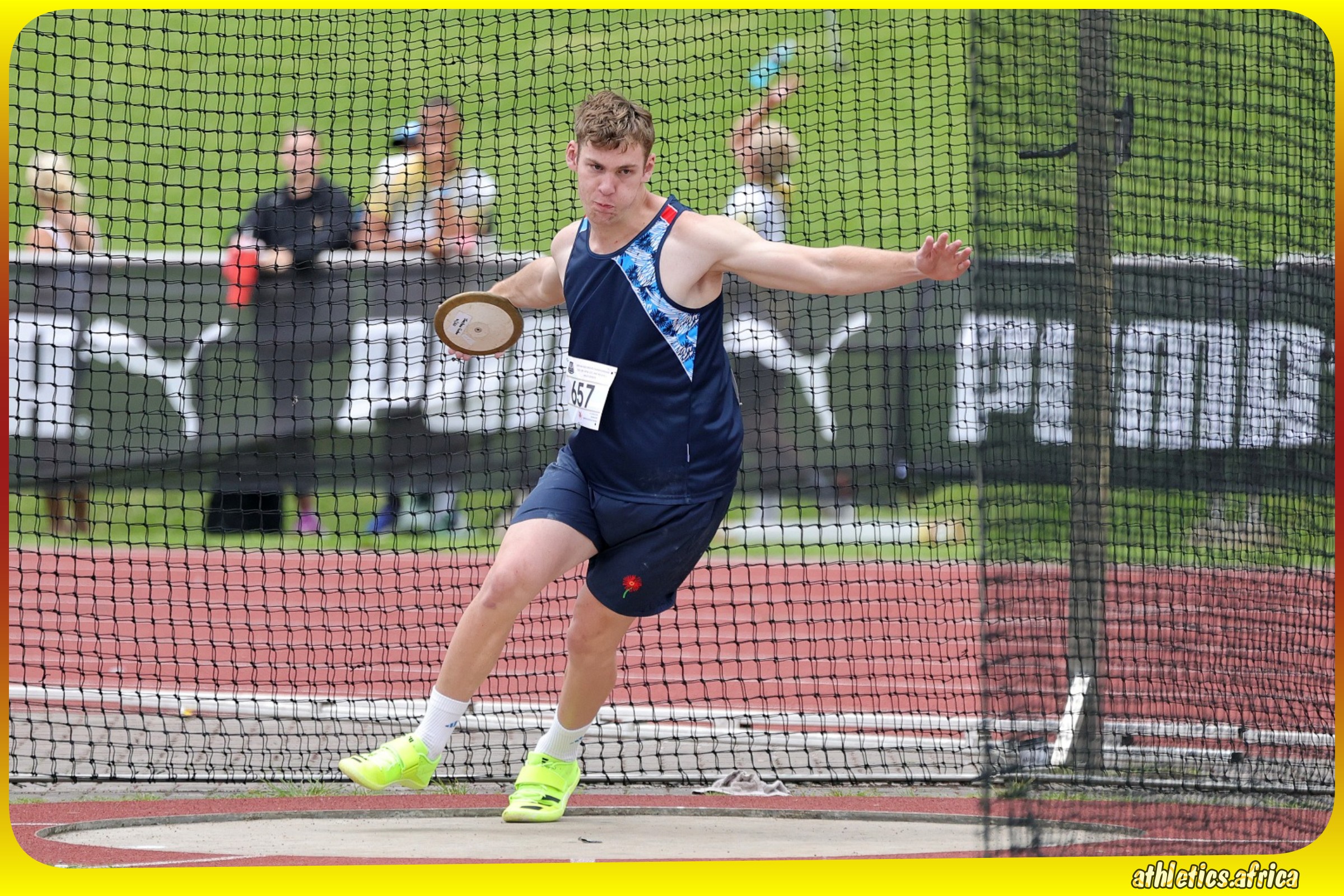 Josua Gerber in action in the Men's U20 Discus Throw during the ASA Age Group Championships from 26-28 March, 2026 at the Germiston Athletics Stadium in Ekurhuleni / Photo credit: Athletics South Africa
