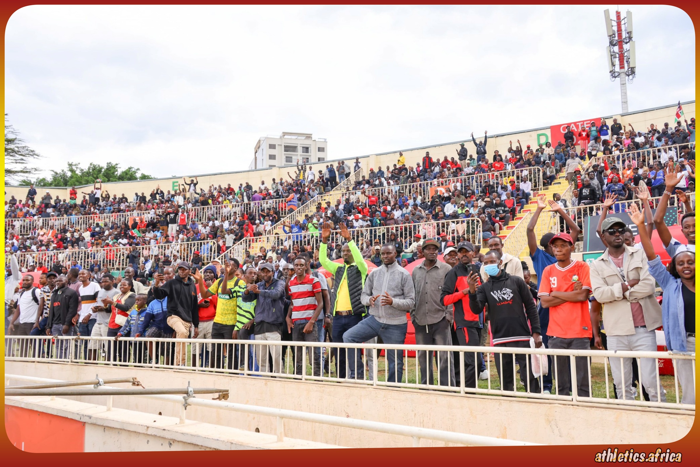 Fans cheer the athletes during the Absa Kip Keino Classic Continental Tour at the Nyayo National Stadium in Nairobi, Kenya on Friday 24 April, 2026 / Photo: Kip Keino Classic Continental Tour