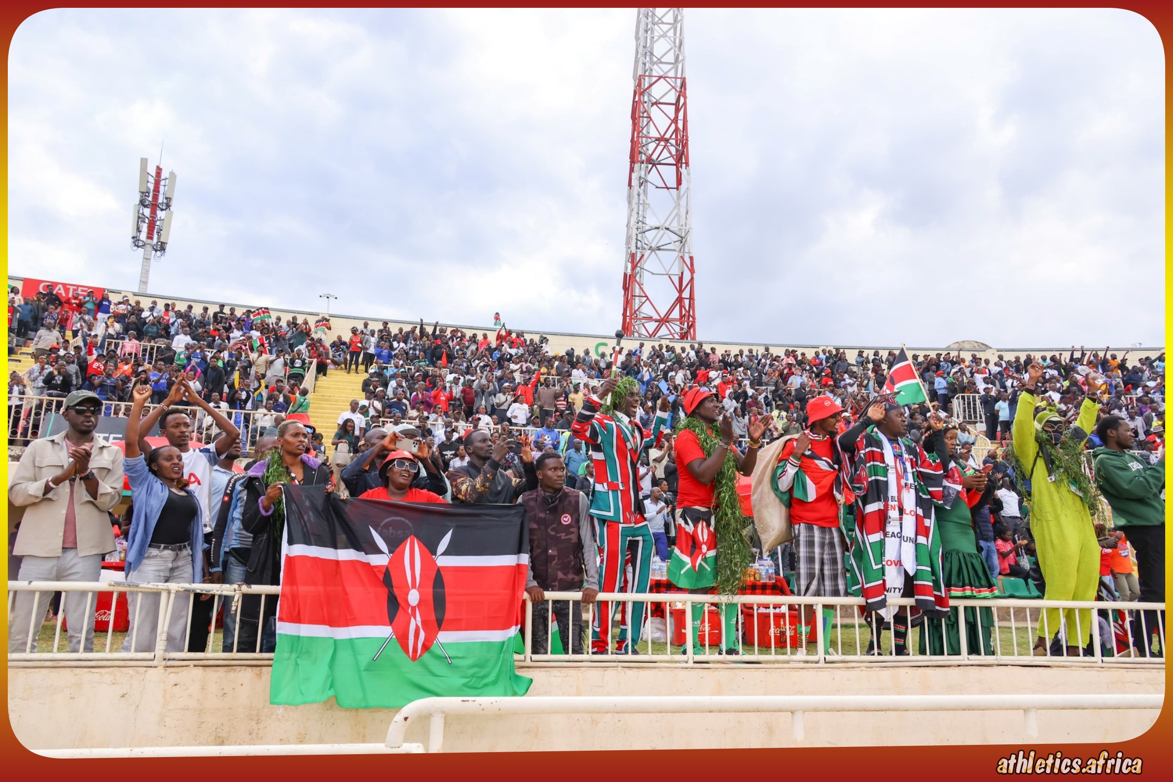 Kenyans cheer the athletes during the Absa Kip Keino Classic Continental Tour at the Nyayo National Stadium in Nairobi, Kenya on Friday 24 April, 2026 / Photo: Kip Keino Classic Continental Tour