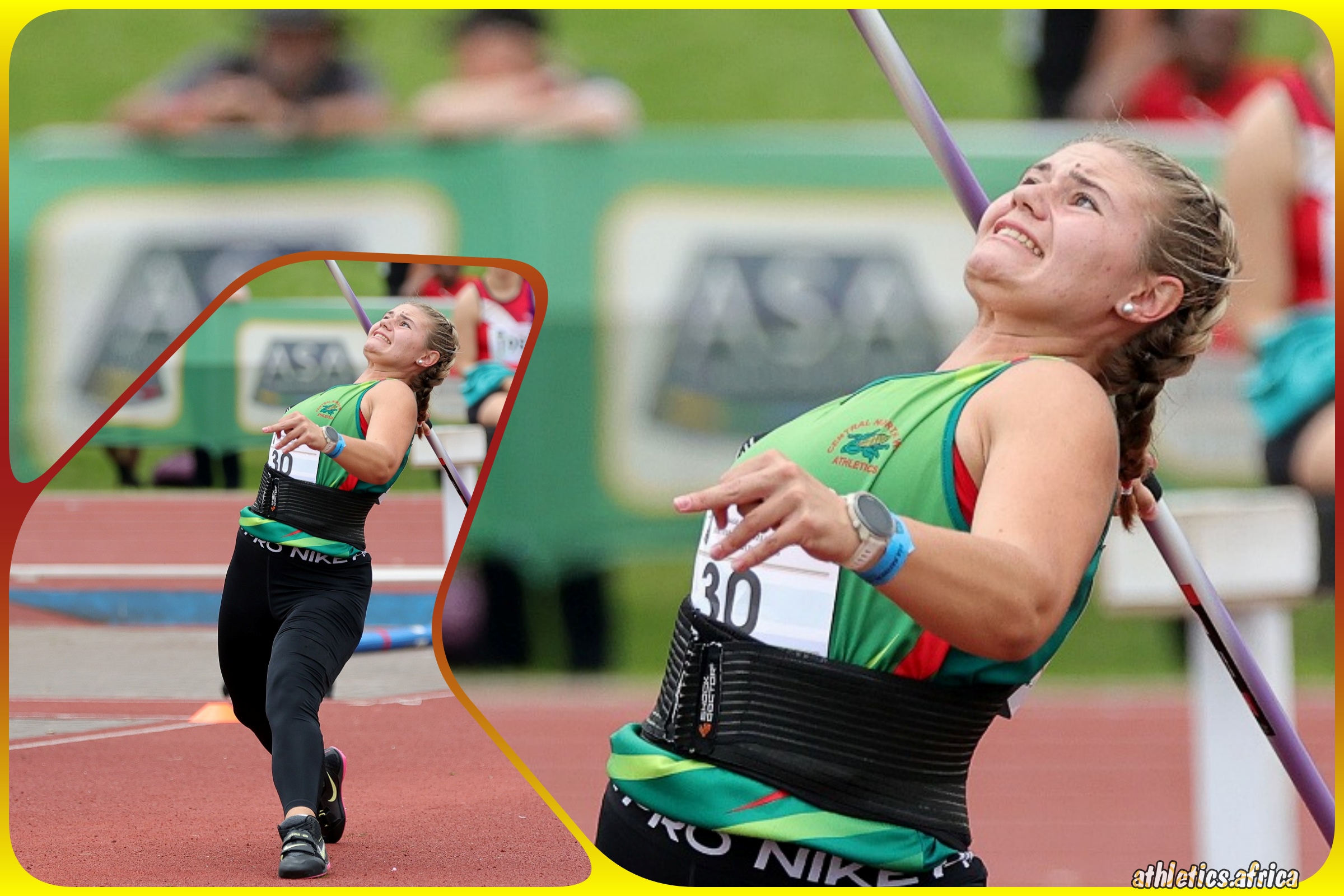 Stephane Hook competes in the Women's U20 Javelin Throw Final during the ASA Age Group Championships from 26-28 March, 2026 at the Germiston Athletics Stadium in Ekurhuleni / Photo credit: Athletics South Africa