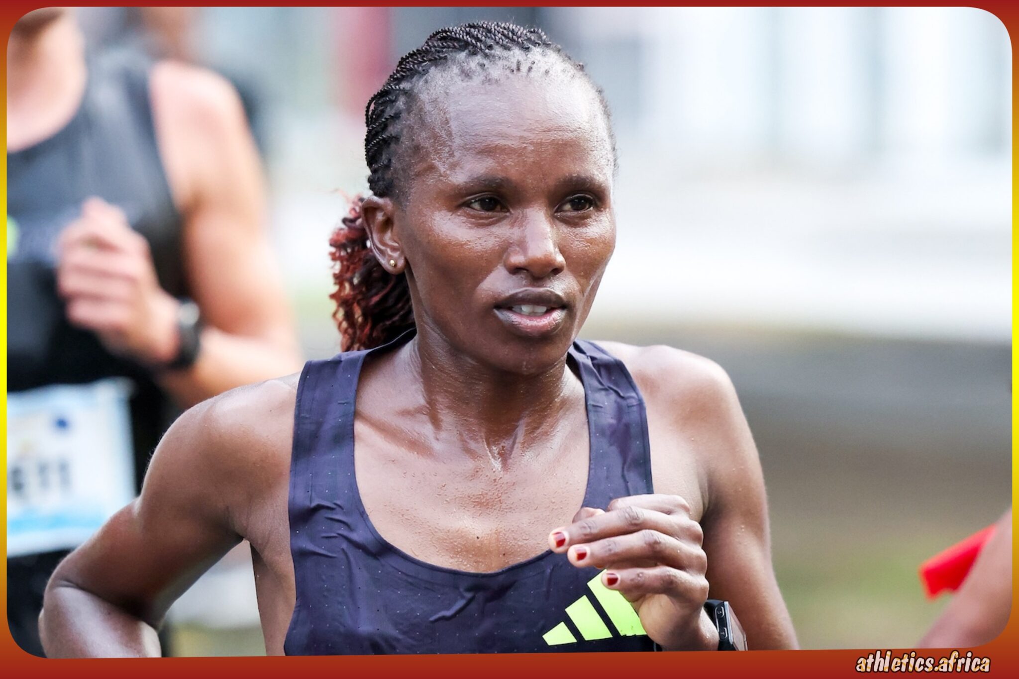 Stacy Ndiwa of Kenya in action during the women's race at the Cali Marathon 2026 / Photo credit: Victah Sailer