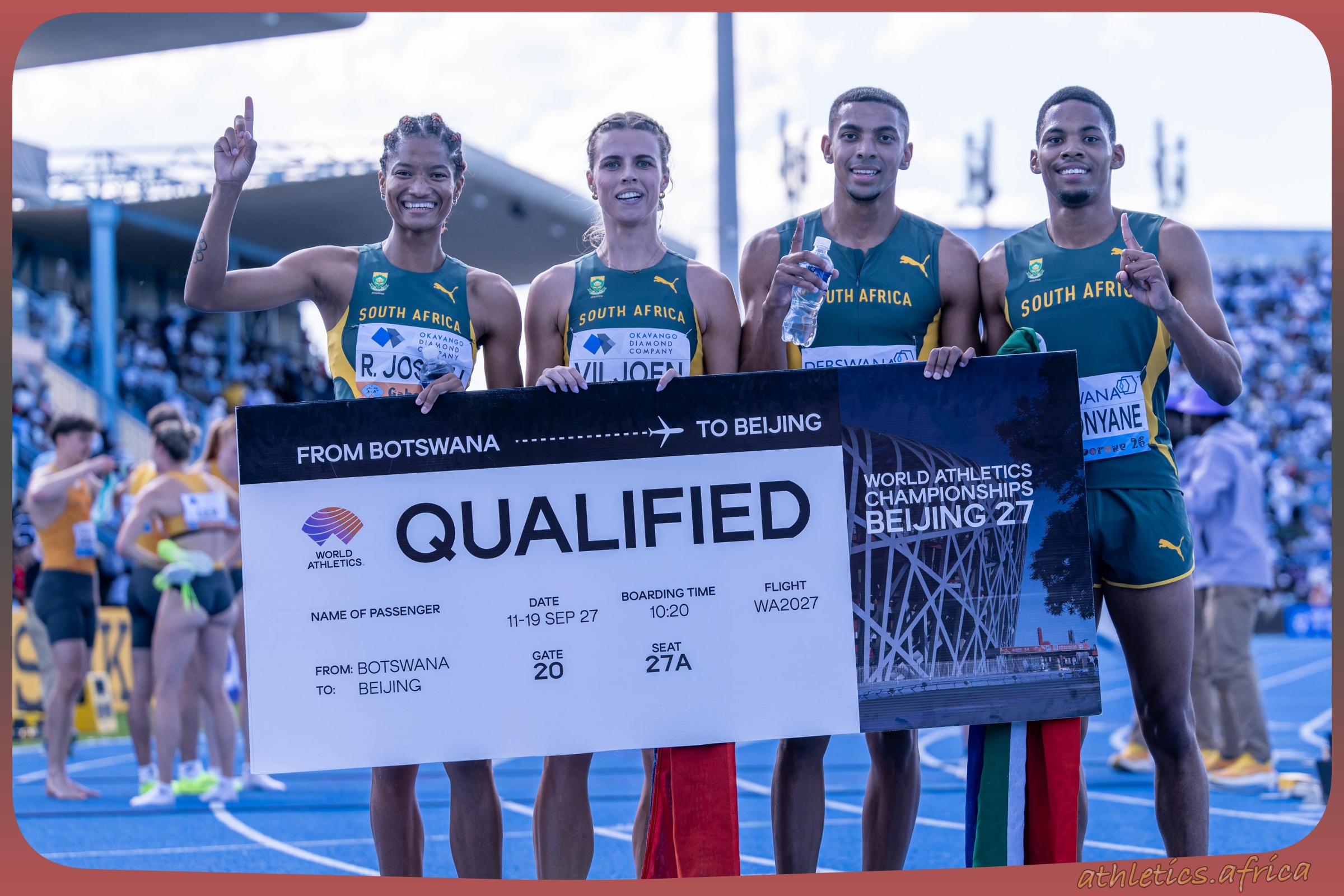Team South Africa qualified for the Mixed 4x400m relays at Beijing 2027 on Day 2 of the Debswana World Athletics Relays Gaborone 26 at the Botswana National Stadium in Gaborone, Botswana on May 3, 2026 / Photo credit: Anton Geyser / Athletics South Africa