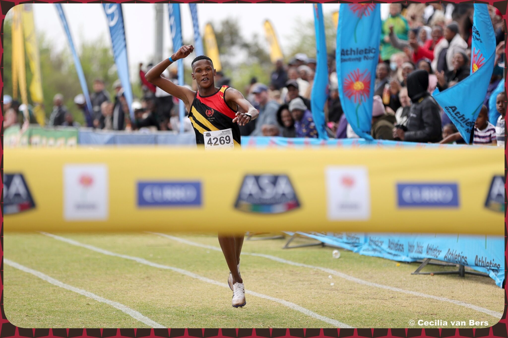 Zenzile Tumelo Pheko winning the Senior Men's 10km during the 2026 ASA Cross Country Championships at Curro Hazeldean Pretoria-East on 5 September 2026 in Tshwane / Photo credit: Athletics South Africa